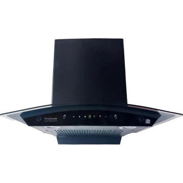 Hindware 60 Centimeter (524201) KA COOKER HOOD CHROMIA BLK RSN AC 60 3 Speed Gesture Control Thermal Auto Clean Wall Mounted Filterless Chimney (Black)